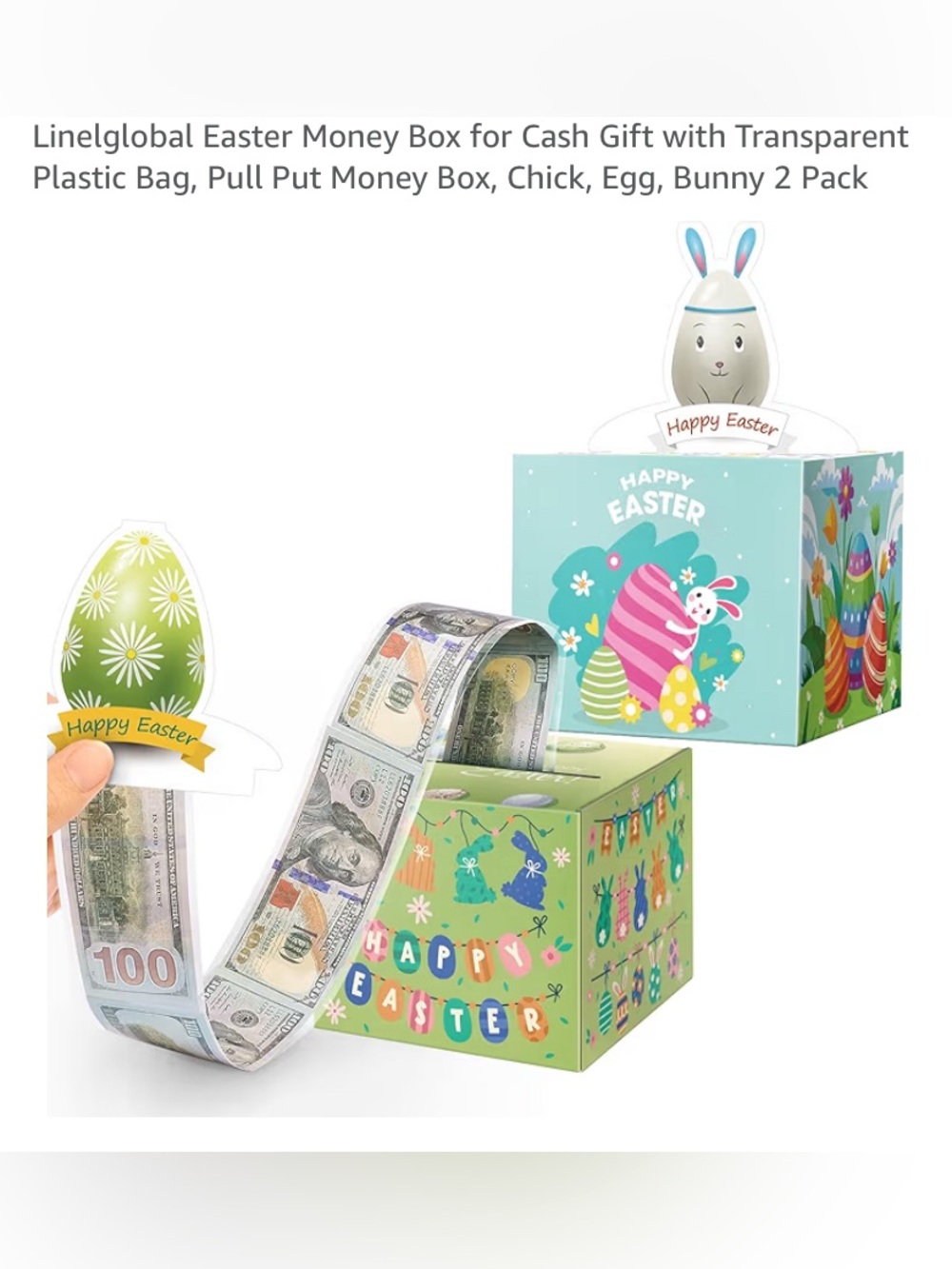 Happy Easter Pull Put Money Box - Green Easter Egg Design